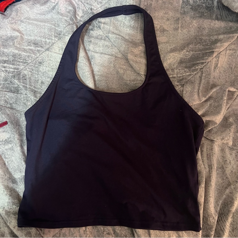 Blue Cropped Halter Top